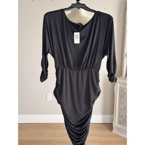 NWT Torrid Supersoft Bodycon Black Ruched Knit‎ T-Shirt Dress 00/10  #F